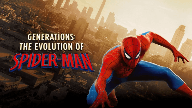 title card for 'Generations: The Evolution of Spider-Man' on Disney+.