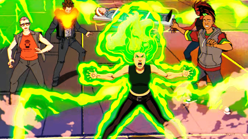 Polaris protecting young mutants of Generation X.