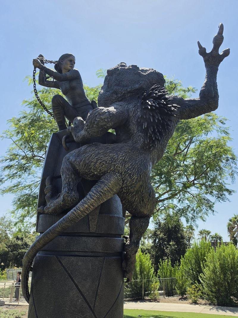Statue of Padme Amidala fighting the Nexu in 'Star Wars: Episode II — Attack of the Clones.'