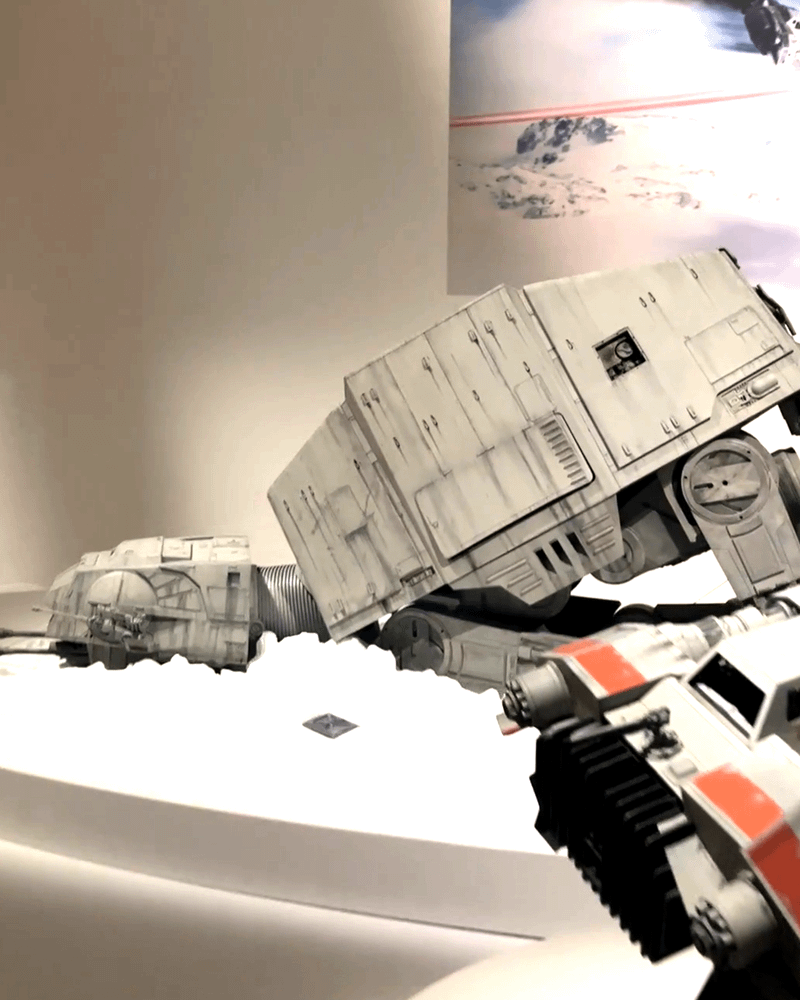 Model of falling AT-AT walker from 'Star Wars: Episode V — The Empire Strikes Back.'