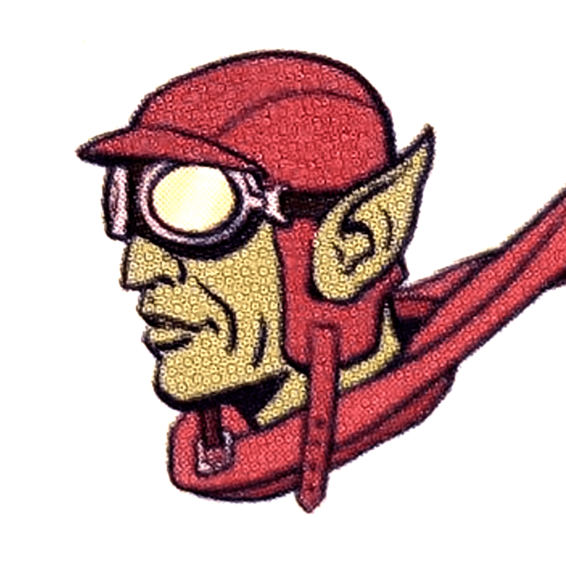 Green Goblin with aviator goggles, a red flight cap, and a long scarf that trails behind him.