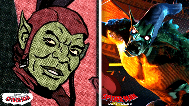 Marvel Studios' Green Goblin alongside Green Goblin from Into the Spider-Verse.