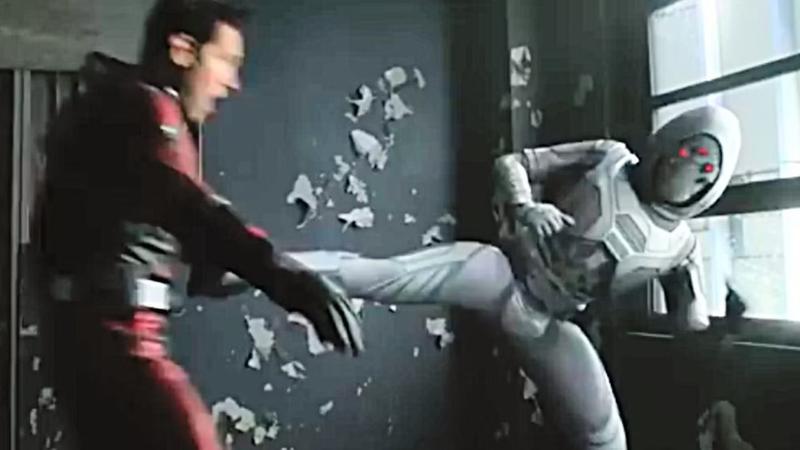 Ghost kicking Ant-Man in Ant-Man and the Wasp.