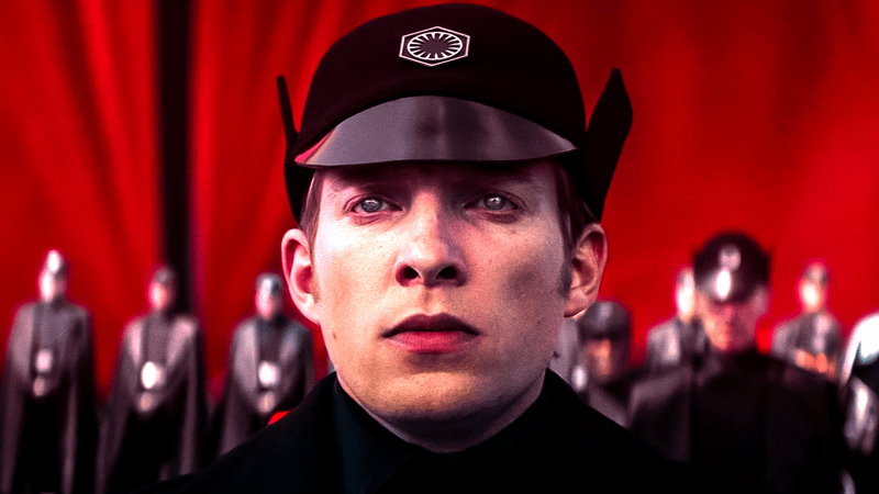Domhnall Gleeson across as General Hux in The Force Awakens.