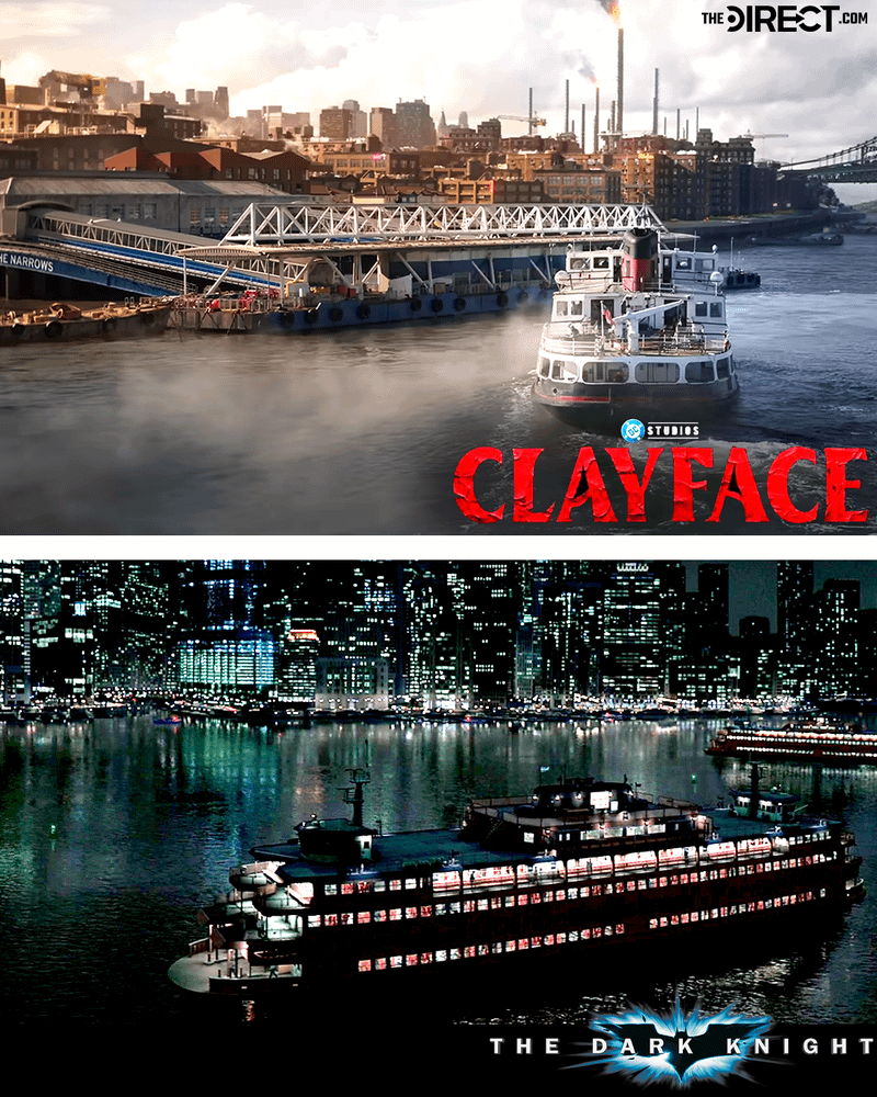 Gotham's night sky alongside Clayface's version during the day.