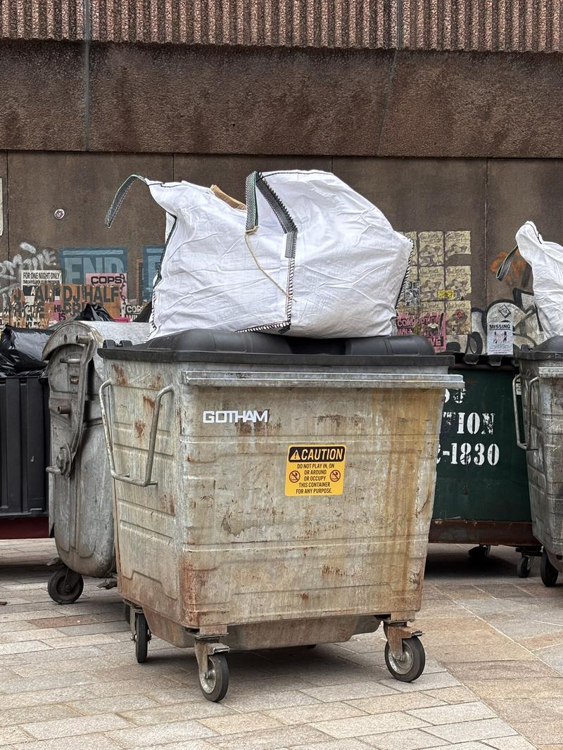 trash bin in Gotham set from Clayface movie