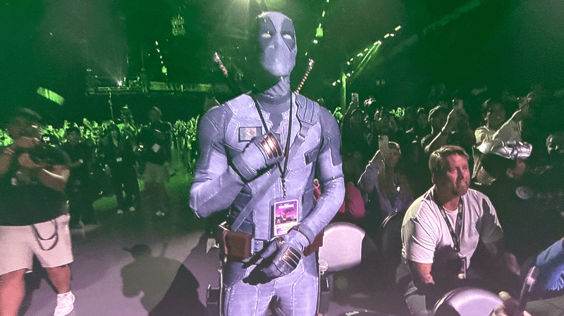 Ryan Reynolds as Deadpool in Marvel Studios' SDCC panel.