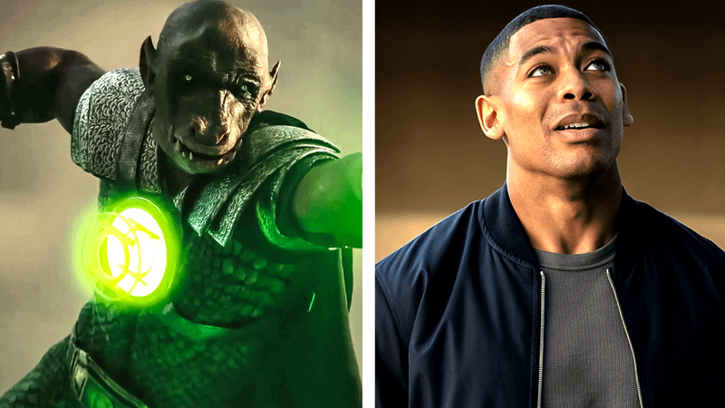 Yalan Gur's Green Lantern in 'Zack Snyder's Justice League,' Aaron Pierre as John Stewart in 'Lanterns.'