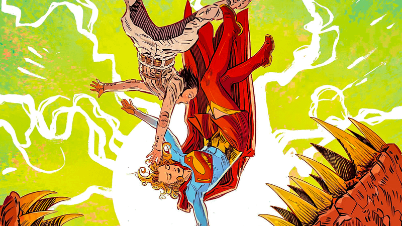 Supergirl in a green sun planet.
