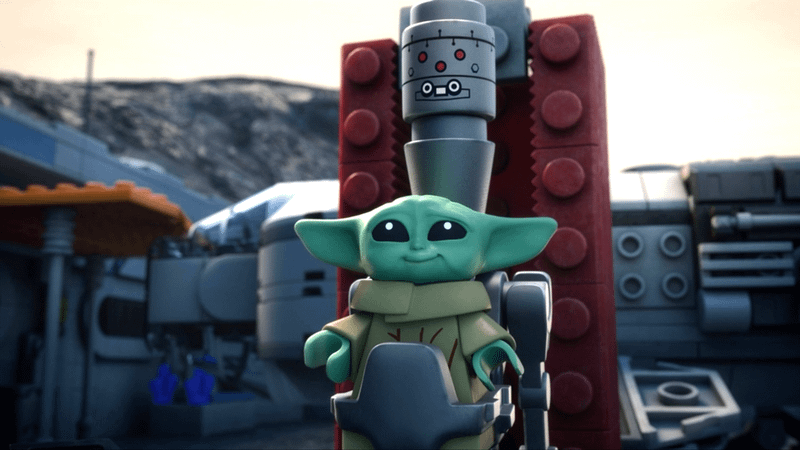 Grogu and IG-12 in LEGO Star Wars: The Mandalorian.