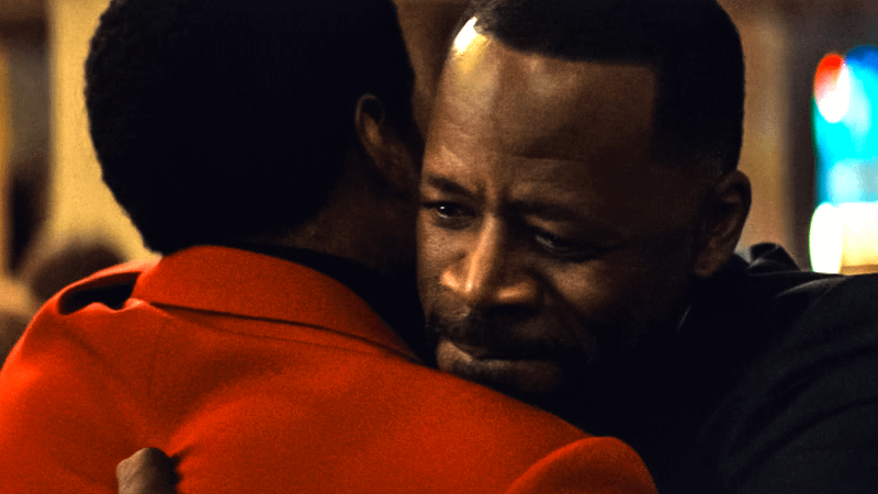 Eric Williams embracing Simon after Wonder Man's premiere.