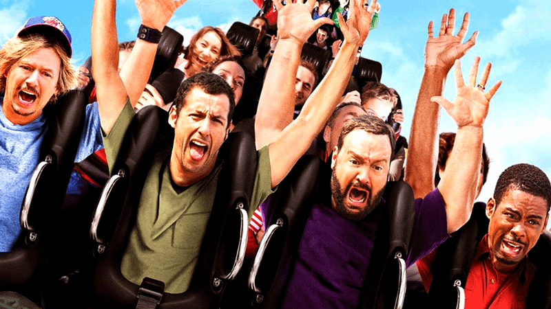 David Spade, Adam Sandler, Kevin James, and Chris Rock in fake Grown Ups 3 poster