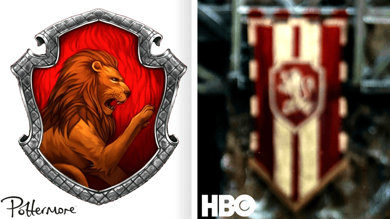 HBO Harry Potter, Gryffindor logo in books and HBO show.