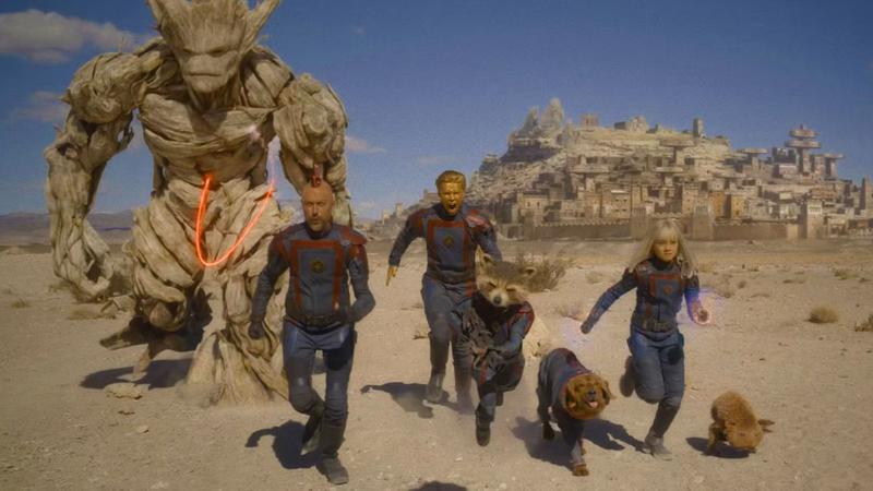 The Guardians of the Galaxy running at the end of Vol. 3.