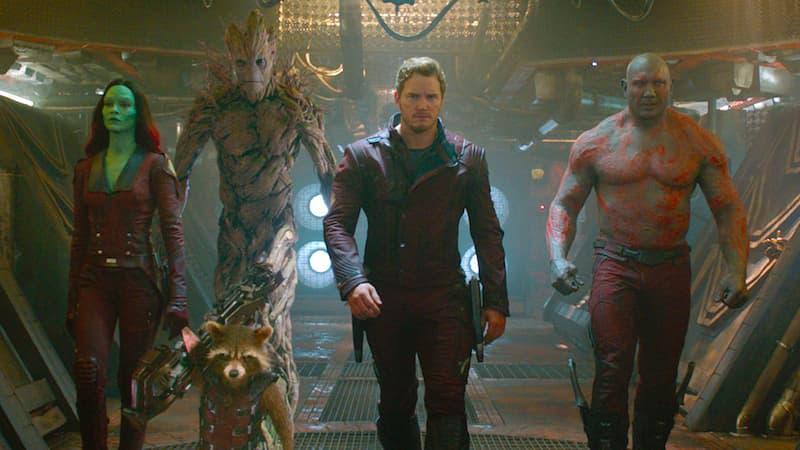 Rocket, Drax, Star-lord, Groot and Gamora from Guardians of the Galaxy