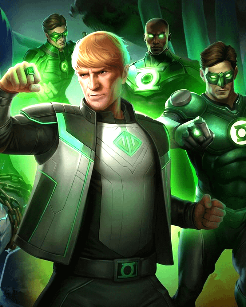 Guy Gardner alonsgide Hal Jordan, John Stewart, and Kyle Rayner.