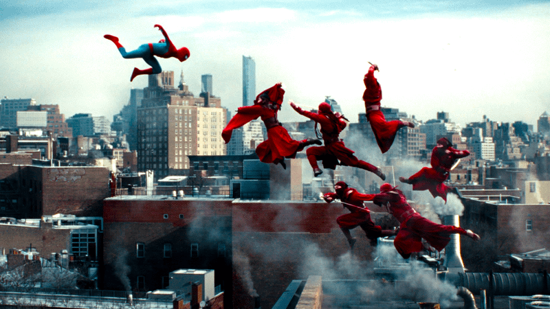 Spider-Man leaping toward The Hand in 'Spider-Man: Brand New Day.'