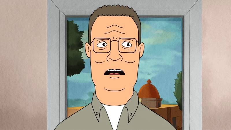Hank Hill looking with his mouth agape in King of the Hill