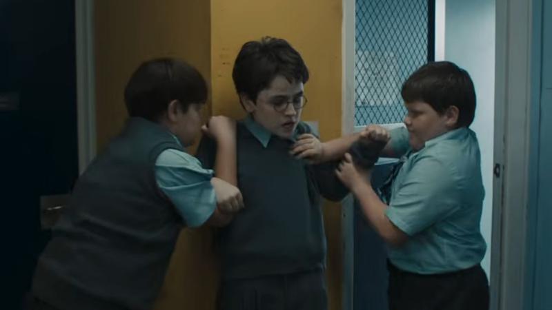 Harry Potter being bullied in the HBO show.