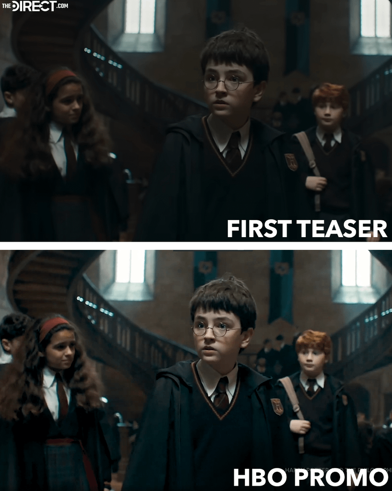 The comparison shot of Hermoine, Harry, and Ron.