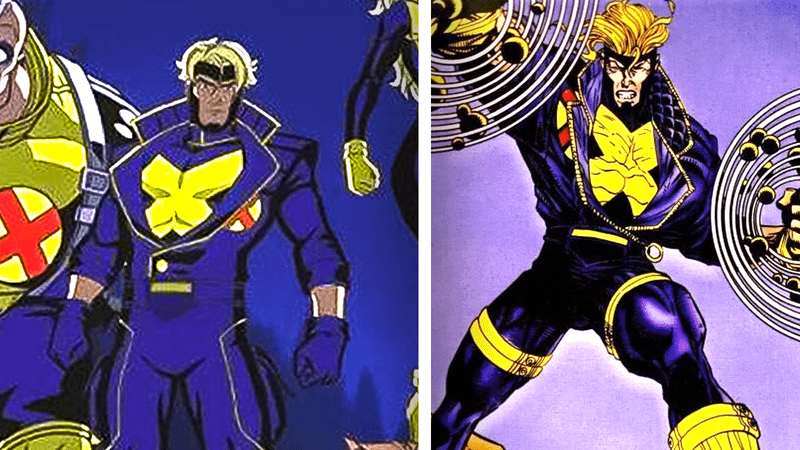 Havok, the brother of Cyclops rocks purple and yellow X-Factor costume.