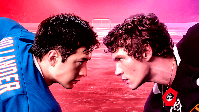 Shane Hollander and Ilya Rozanov poster from the Heated Rivalry TV show.
