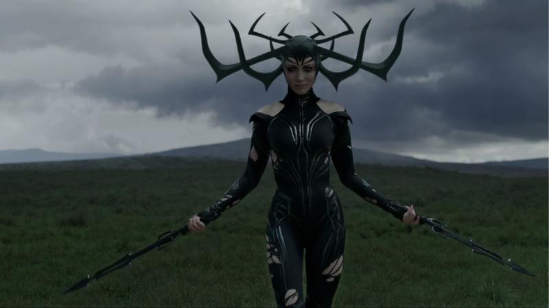 Hela wielding her weapons in Thor: Ragnarok.