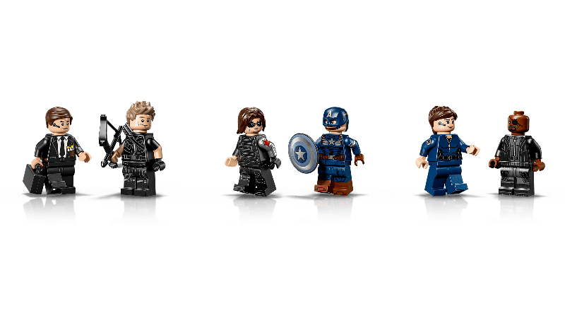 Minifigs for Winter Soldier, Captain America, Phil Coulson, Maria Hill, Hawkeye and Nick Fury