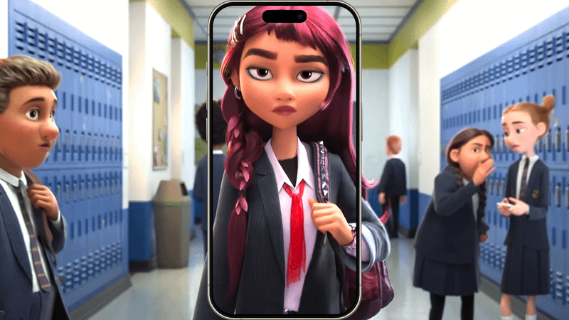 Teenager, Billie from Hexed movie by Disney.