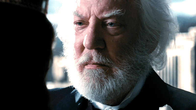 Donald Sutherland as president Snow in Hunger Games