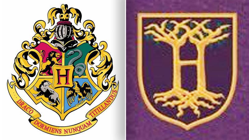 Hogwarts logo from books and movies vs. HBO show.