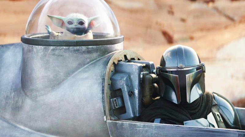 Grogu in Din Djarin's N-1 Starfighter.