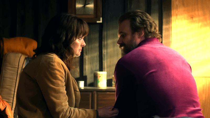 Winona Ryder as Joyce Byers & David Harbour as Jim Hopper in Stranger Things Season 5