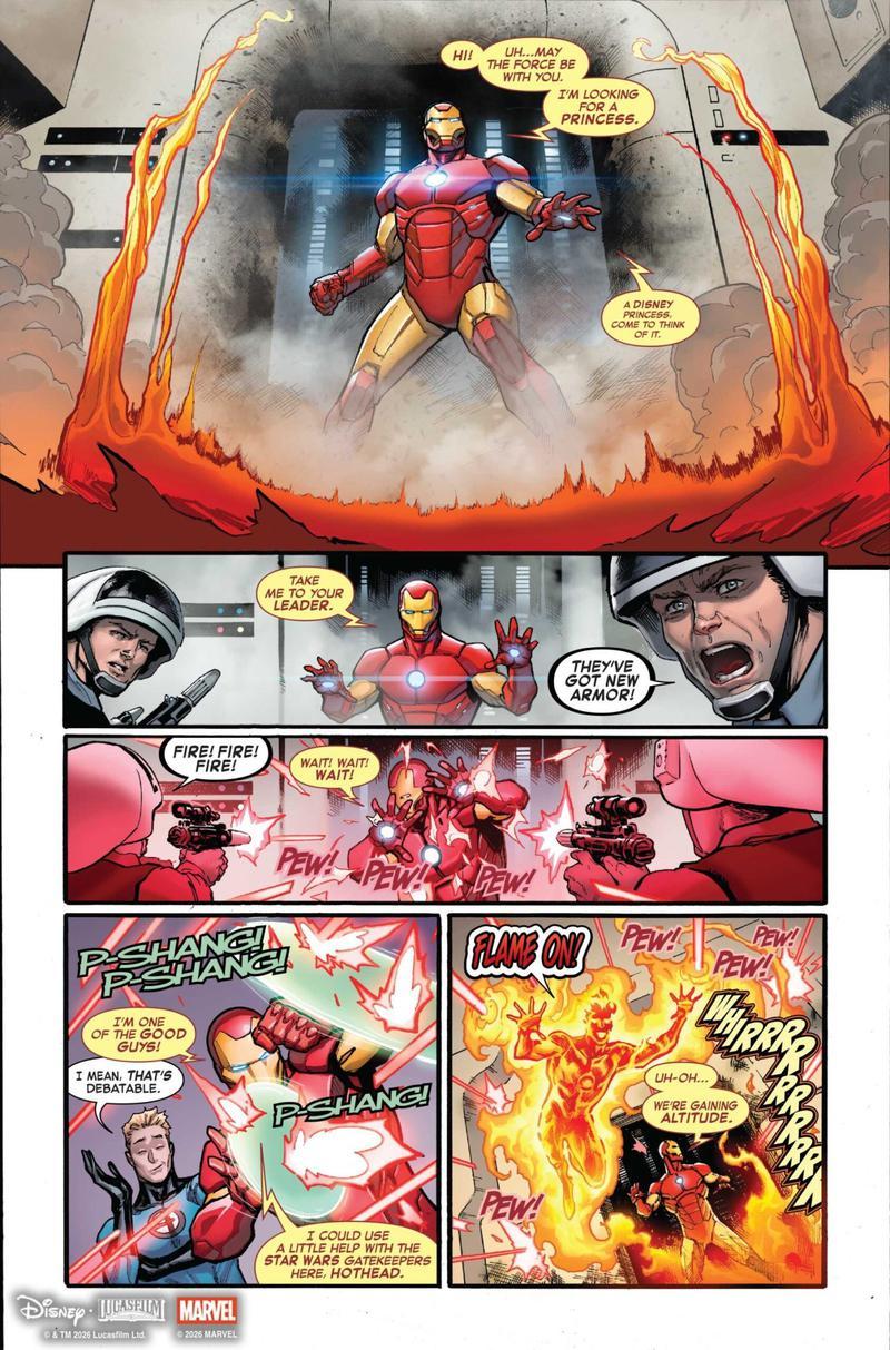 Iron Man infiltrates an imperial ship.