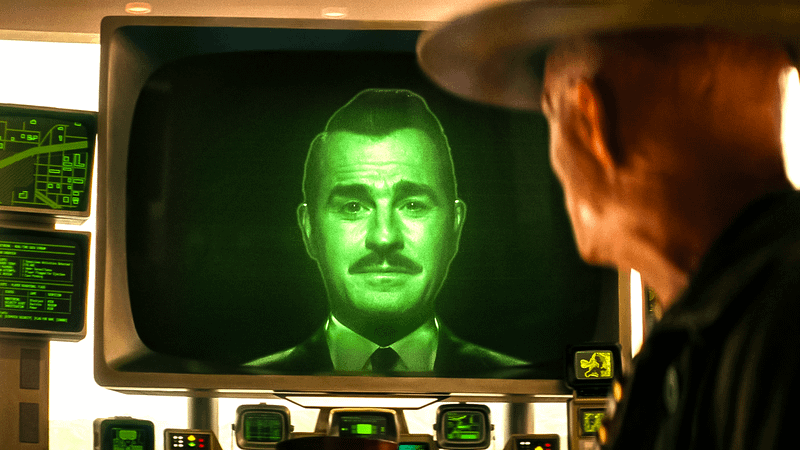 Justin Theroux as a digital Mr. House in Fallout Season 2.