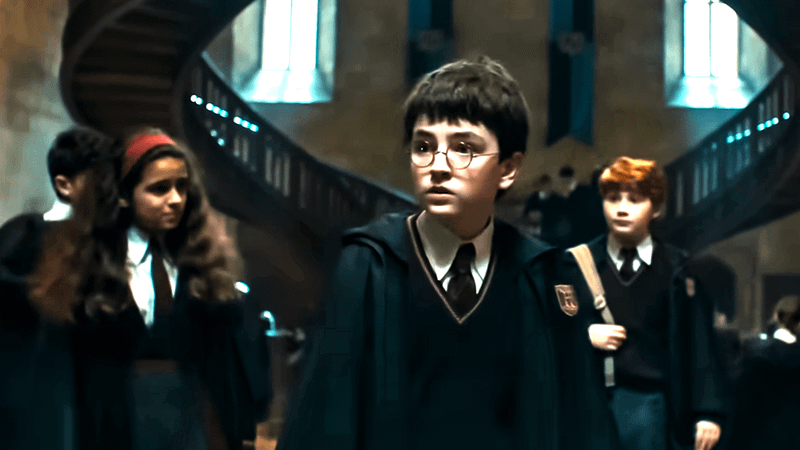 Harry, Ron, & Hermione in Harry Potter.