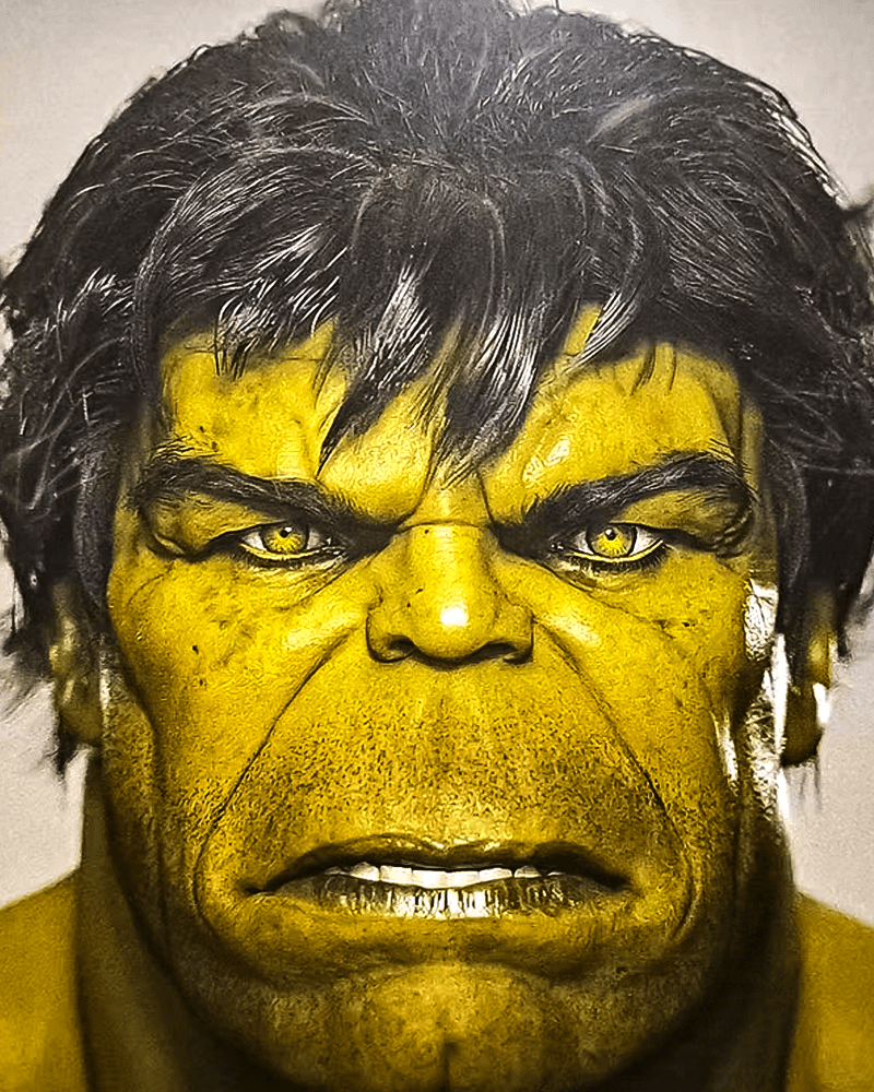 A close-up concept of the Hulk's face.