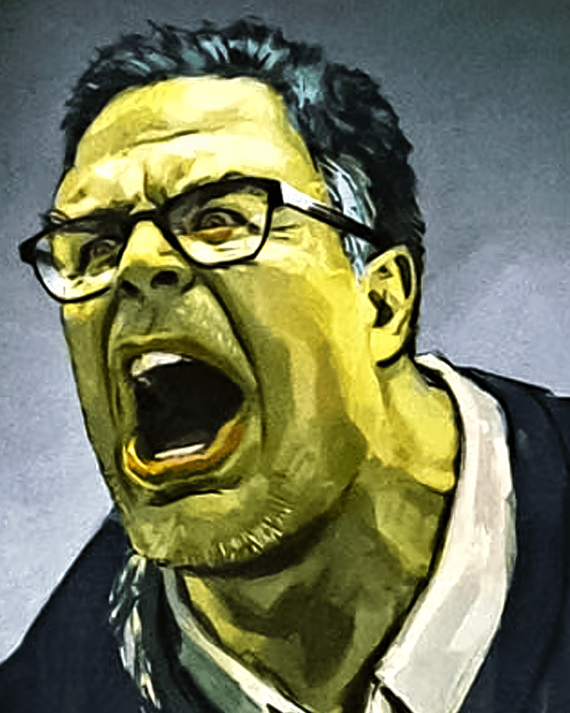 Smart Hulk yelling in concept art.