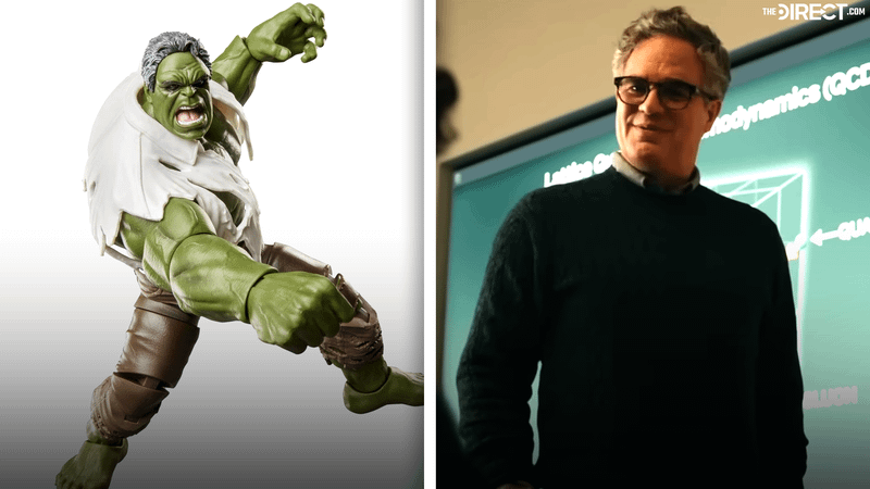 Spider-Man Brand New Day Hulk Marvel Legends figure with Bruce Banner in trailer.