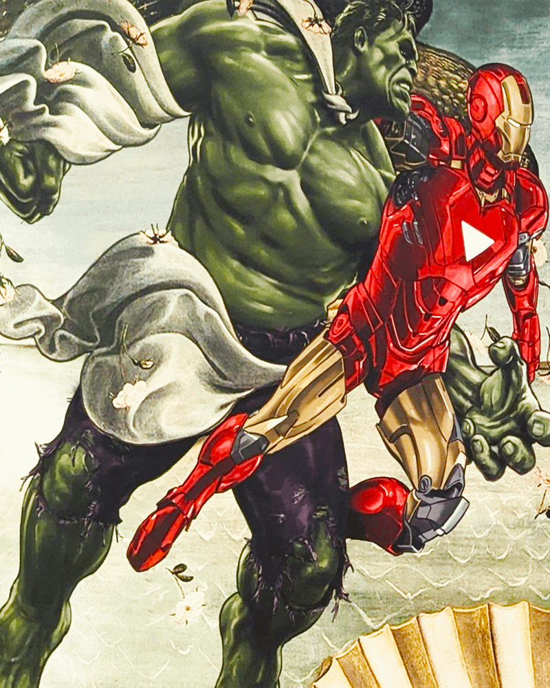 Hulk and Iron Man in The Birth of Vision art for VisionQuest.