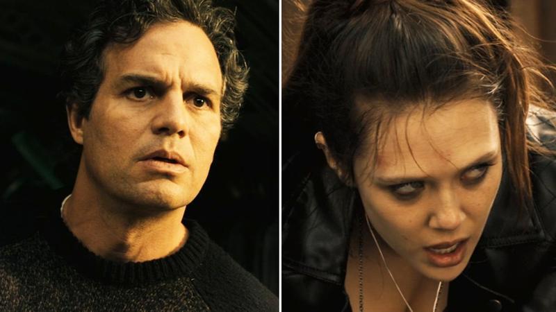 Bruce Banner and Wanda maximoff side by side in Avengers: Age of Ultron.