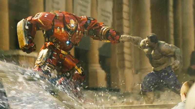 Hulkbuster and Hulk fighting, Avengers Age of Ultron.