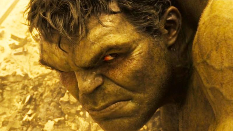 Hulk with angry red eyes in Avengers: Age of Ultron.