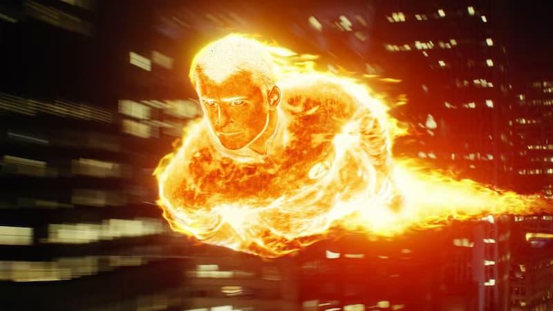 Chris Evans' Human Torch in flight.