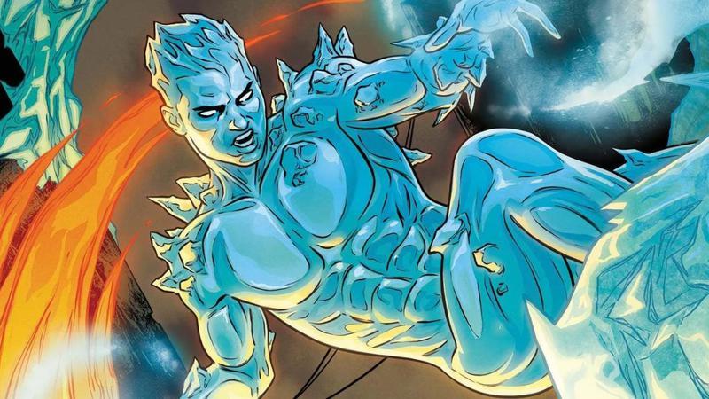Iceman using his powers in Marvel Comics.