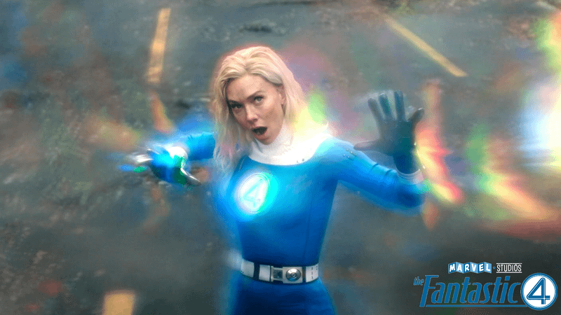 Sue Storm using her force field powers in The Fantastic Four: First Steps.