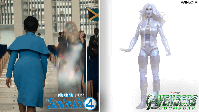 Invsible Woman action figure next to going invsible in The Fantastic Four: First Steps.