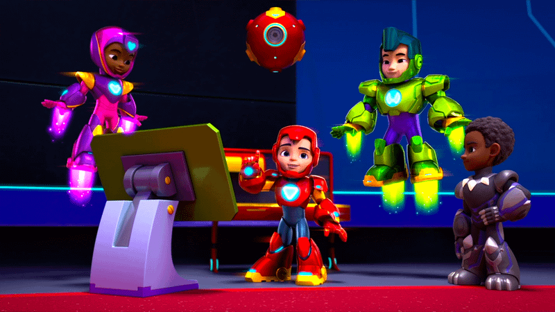 Irornheart, Iron Man, Iron Hulk, and Black Panther in Iron Man and his Awesome Friends