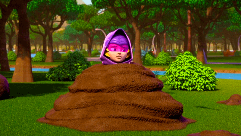 Swarm in a pile of dirt in Iron Man and his Awesome Friends