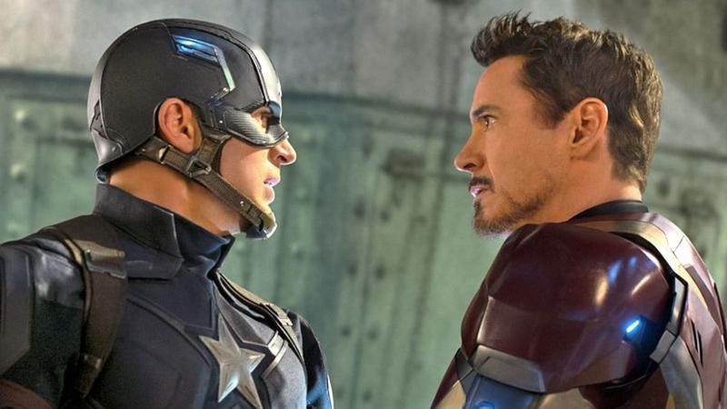 Iron Man staring down Captain America in Civil War.